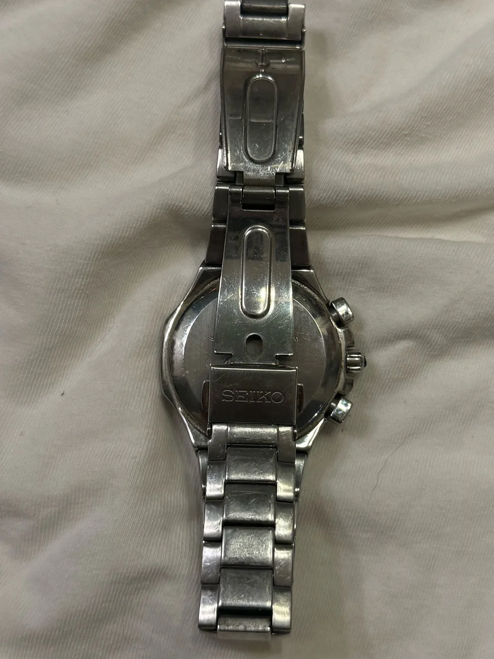 Seiko Coutura Silver Tone Mother-of-Pearl Dial Chronograph Watch
